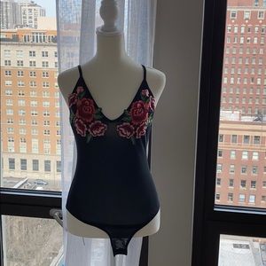 Floral Chest Mesh Bodysuit